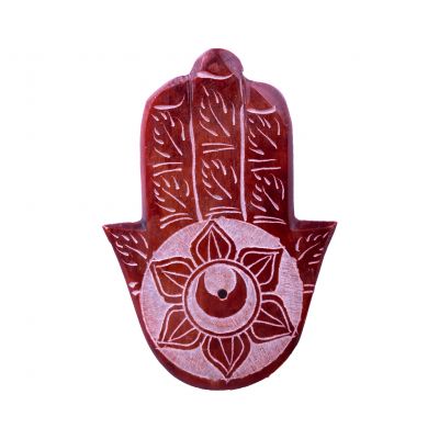 Marble incense holder Hamsa – red 2