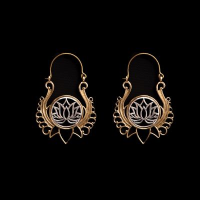 Brass and german silver earrings Holy Lotus 3