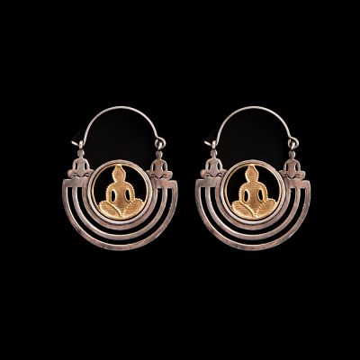 Brass and german silver earrings Illustrious Buddha 2