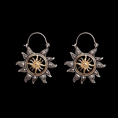Brass and german silver earrings Summer Sun 3