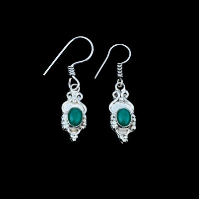 German silver earrings Putrim - Chrysoprase