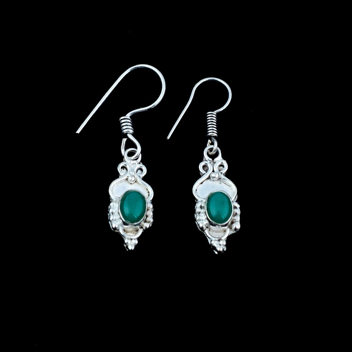 German silver earrings Putrim - Chrysoprase India