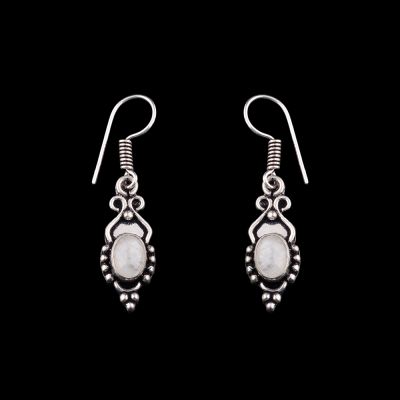 German silver earrings Putrim - Moon stone