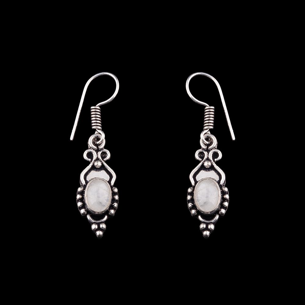 German silver earrings Putrim - Moon stone India