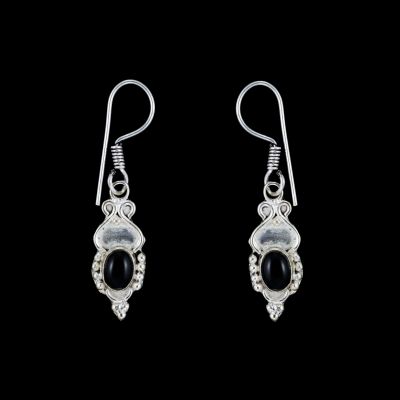 German silver earrings Putrim - Onyx