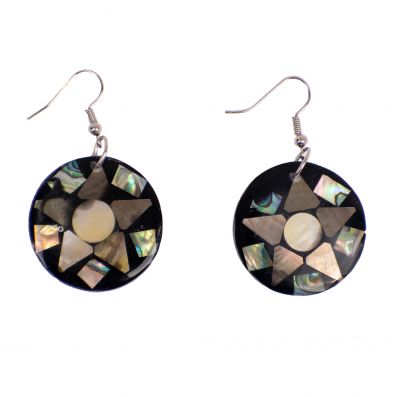 Shell earrings Coral petal – black