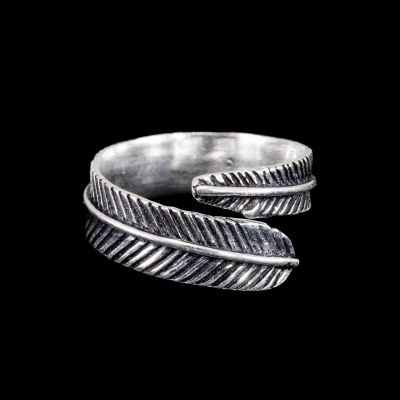 German silver ring Narrow Feather 2