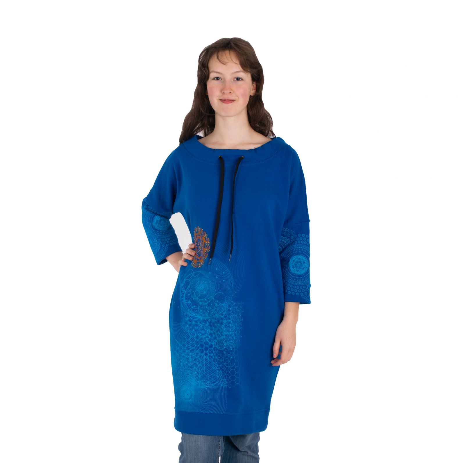 Sweatshirt dress with mandalas Alisha Blue Nepal