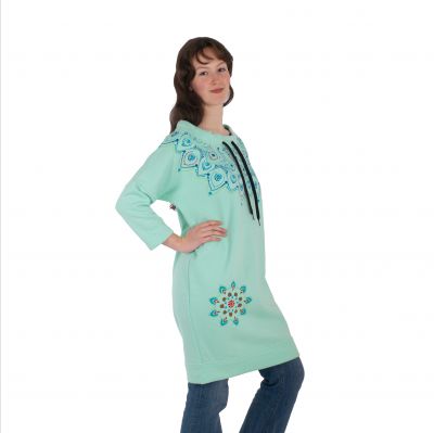 Sweatshirt dress with mandalas Alisha Mint Green Nepal