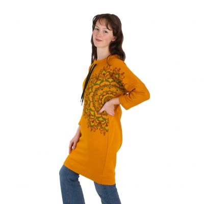 Sweatshirt dress with mandalas Alisha Mustard Yellow Nepal