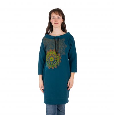 Sweatshirt dress with mandalas Alisha Petrol Blue Nepal