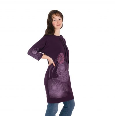 Sweatshirt dress with mandalas Alisha Purple Nepal