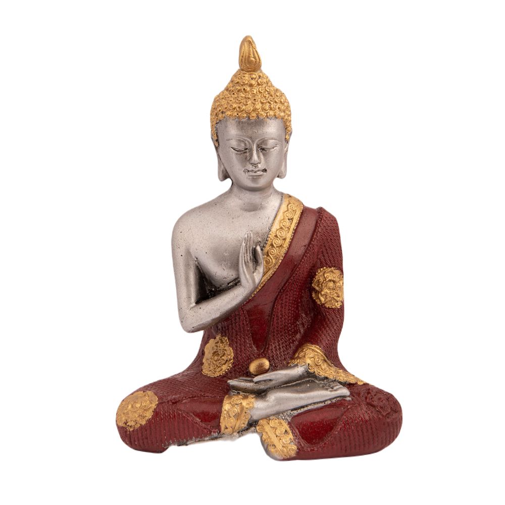 Resin statuette Buddha in a red robe India