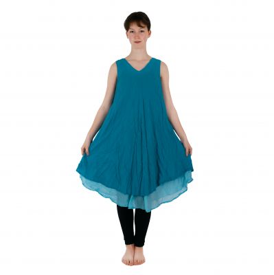 Single-colour summer dress Dahlia Cyan Blue | UNI