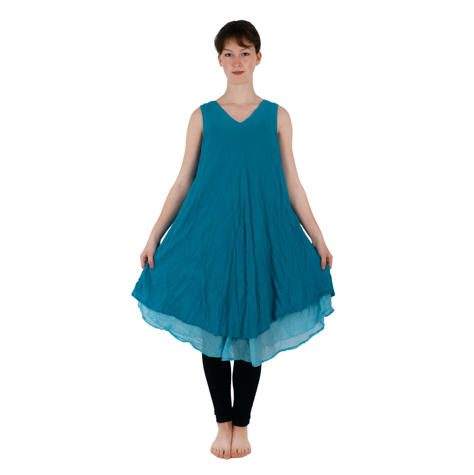Single-colour summer dress Dahlia Cyan Blue Thailand