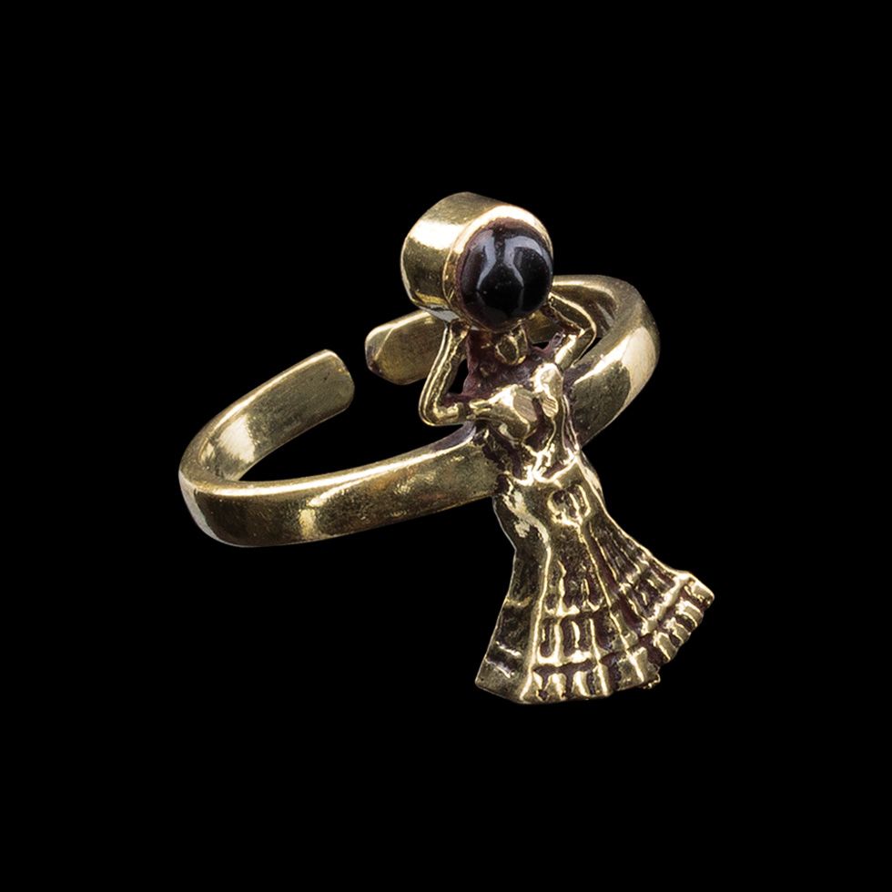 Brass toe ring Nefertari Black Onyx 1 India
