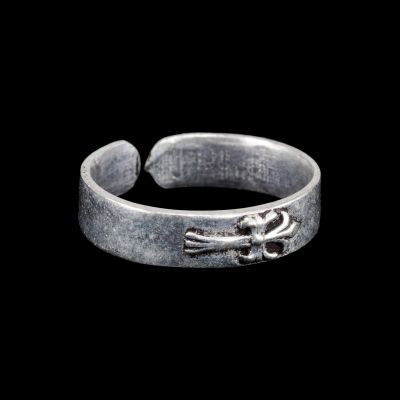 German silver toe ring Medieval Cross