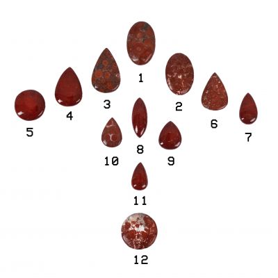 Polished semiprecious stone – Brecciated Jasper | 1, 3, 4, 5, 6, 7, 8, 9, 10, 11, 12