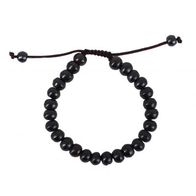 Bone bracelet Black beads Nepal