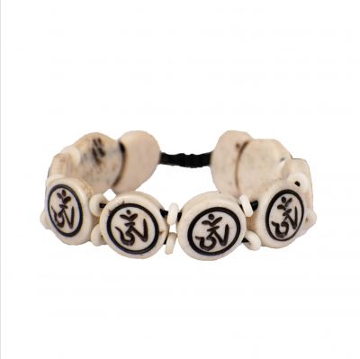 Bone bracelet Dzogchen – white, round