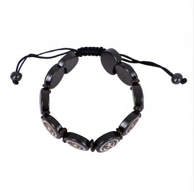 Bone bracelet Dzogchen - black, round Nepal