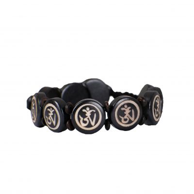 Bone bracelet Dzogchen - black, round