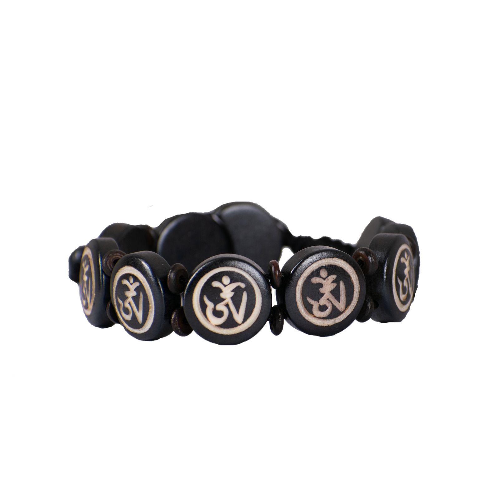 Bone bracelet Dzogchen - black, round Nepal