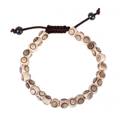 Bone bracelet Lucky beads white Nepal