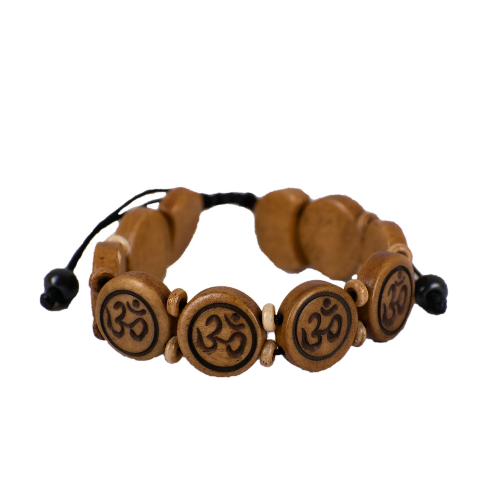 Bone bracelet Om – brown, round Nepal