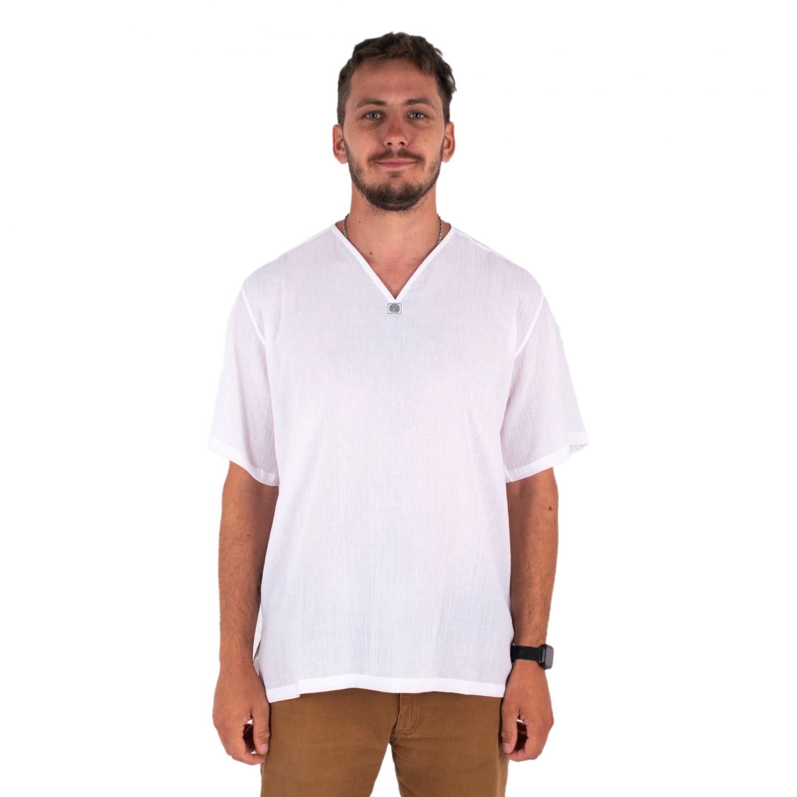 Kurta Lamon White - men's shirt with short sleeves Thailand