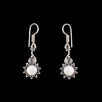 German silver earrings Helena Moon stone