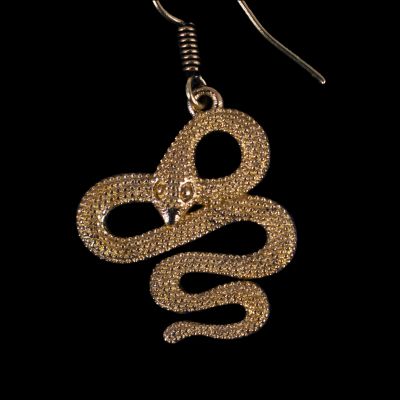 Oriental brass earrings Wavy Snakes 1 India