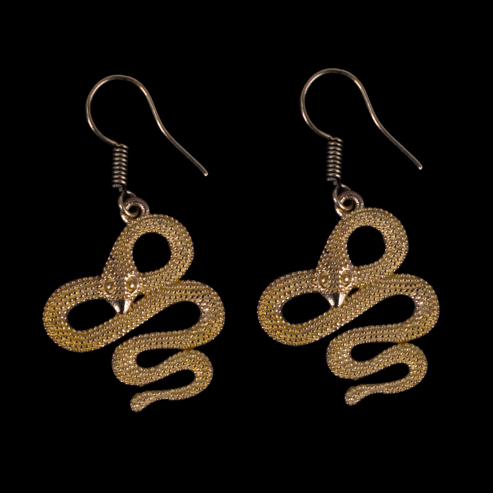 Oriental brass earrings Wavy Snakes 1 India