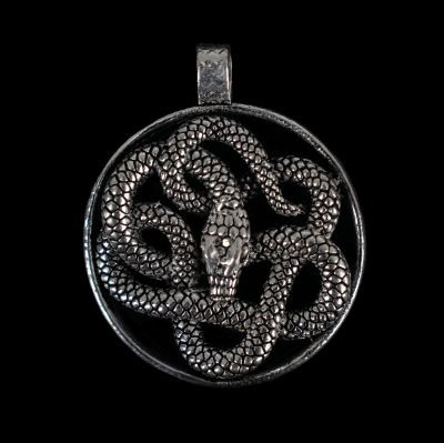 German silver pendant Snake medallion 2