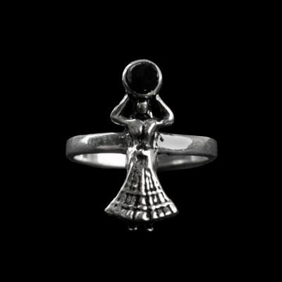 German silver toe ring Nefertari Black Onyx 2
