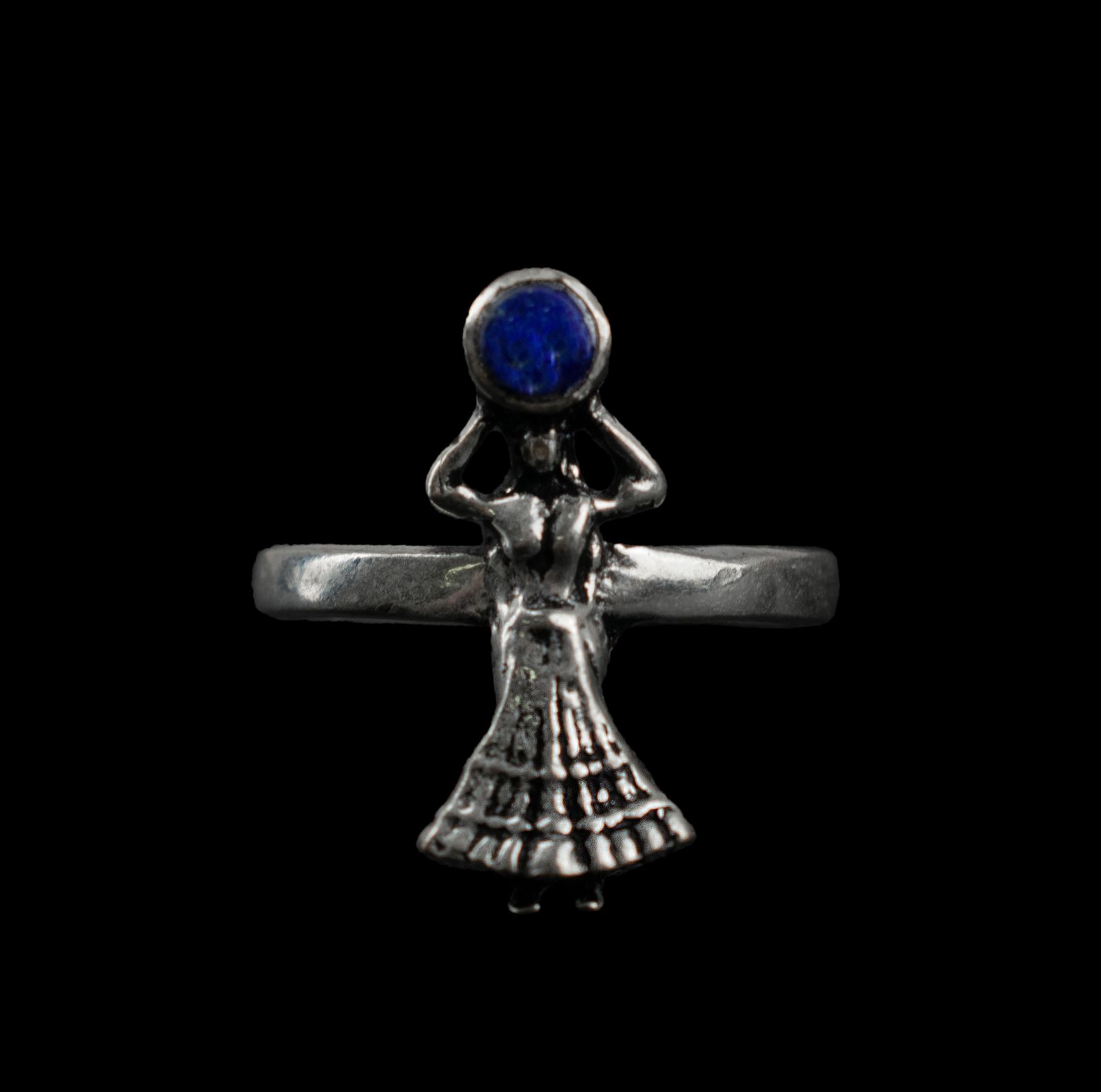 German silver toe ring Nefertari Lapis lazuli India