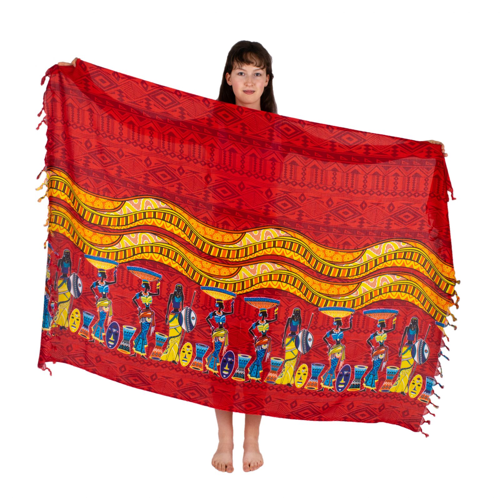Sarong / pareo / beach scarf African Women Red Thailand