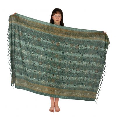 Sarong / pareo / beach scarf Visgraat Green