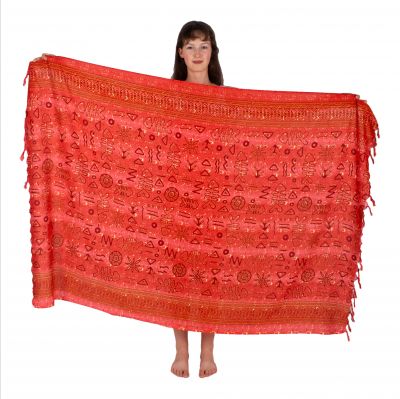 Sarong / pareo / beach scarf Visgraat Red