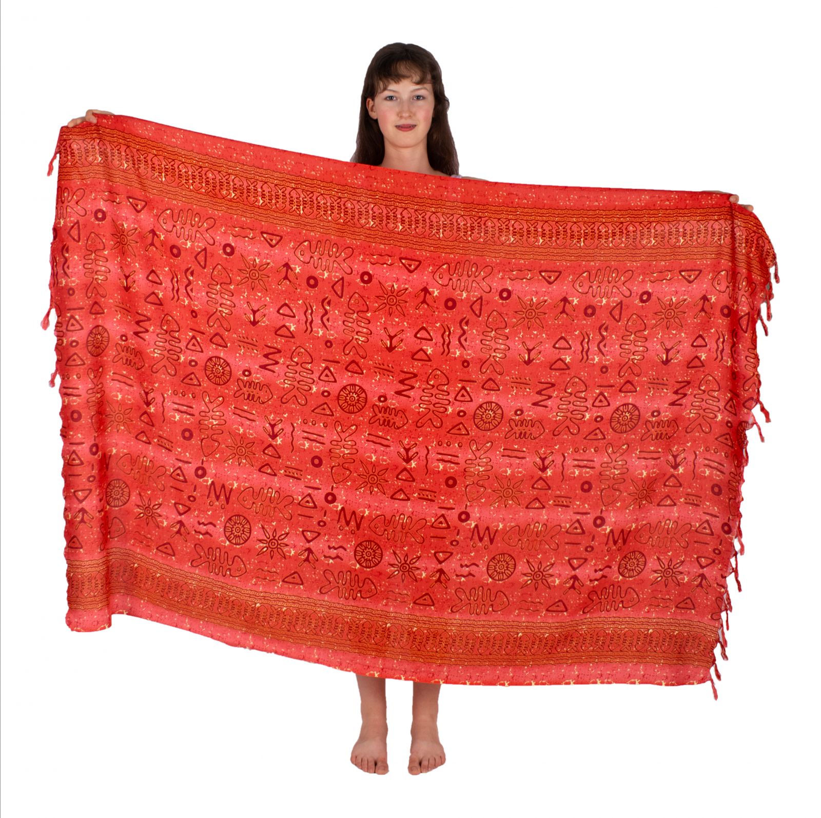 Sarong / pareo / beach scarf Visgraat Red Thailand