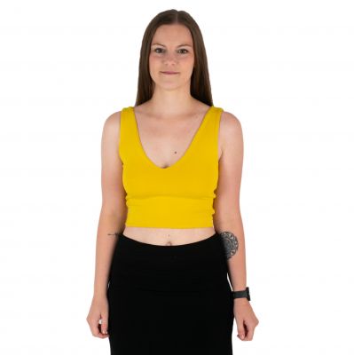 Single-colour crop top Mia Yellow - V-neck | UNI (S/M)