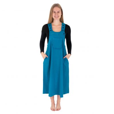 Dungaree / apron cotton dress Jayleen Cyan blue | S/M, L/XL, XXL