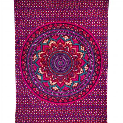 Cotton bed cover Lotus mandala – purple