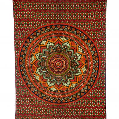 Cotton bed cover Lotus mandala – orange-red