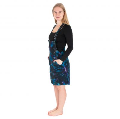 Dungaree / apron tie-dye dress Janis Black Nepal