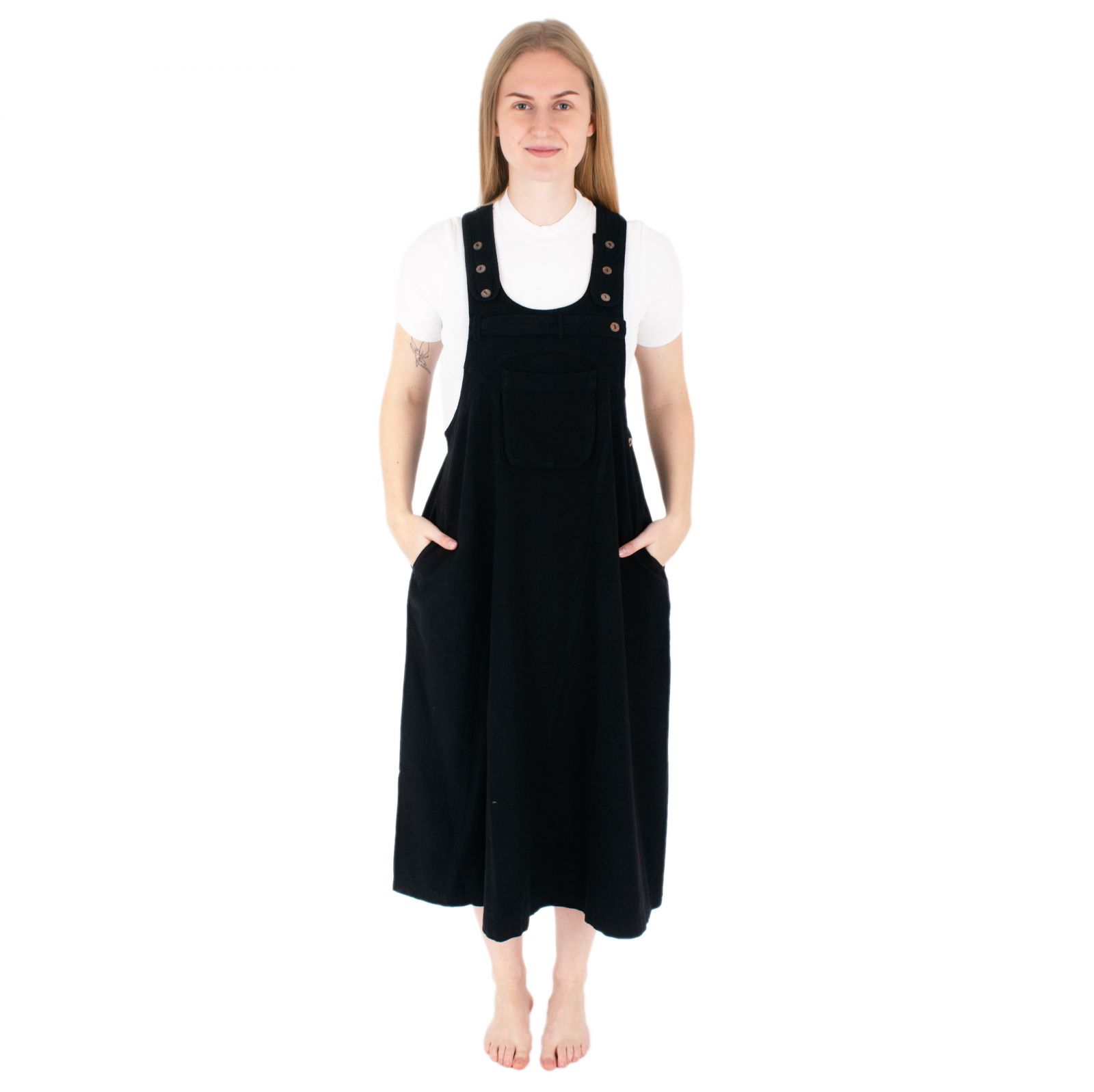 Dungaree / apron cotton dress Jayleen Black Nepal