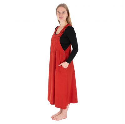 Dungaree / apron cotton dress Jayleen Red Nepal