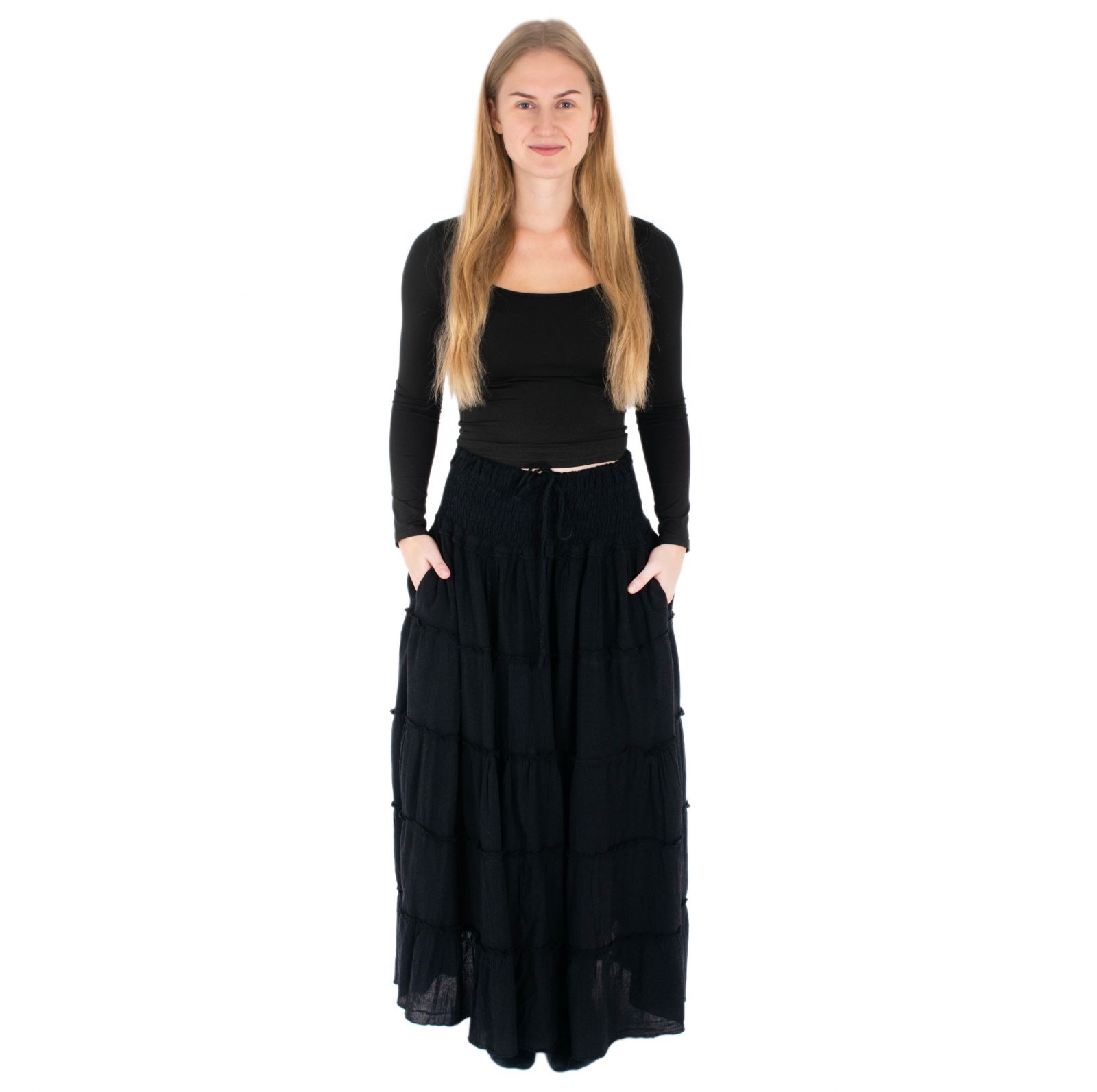 Long ethnic / hippie skirt Bhintuna Black Nepal