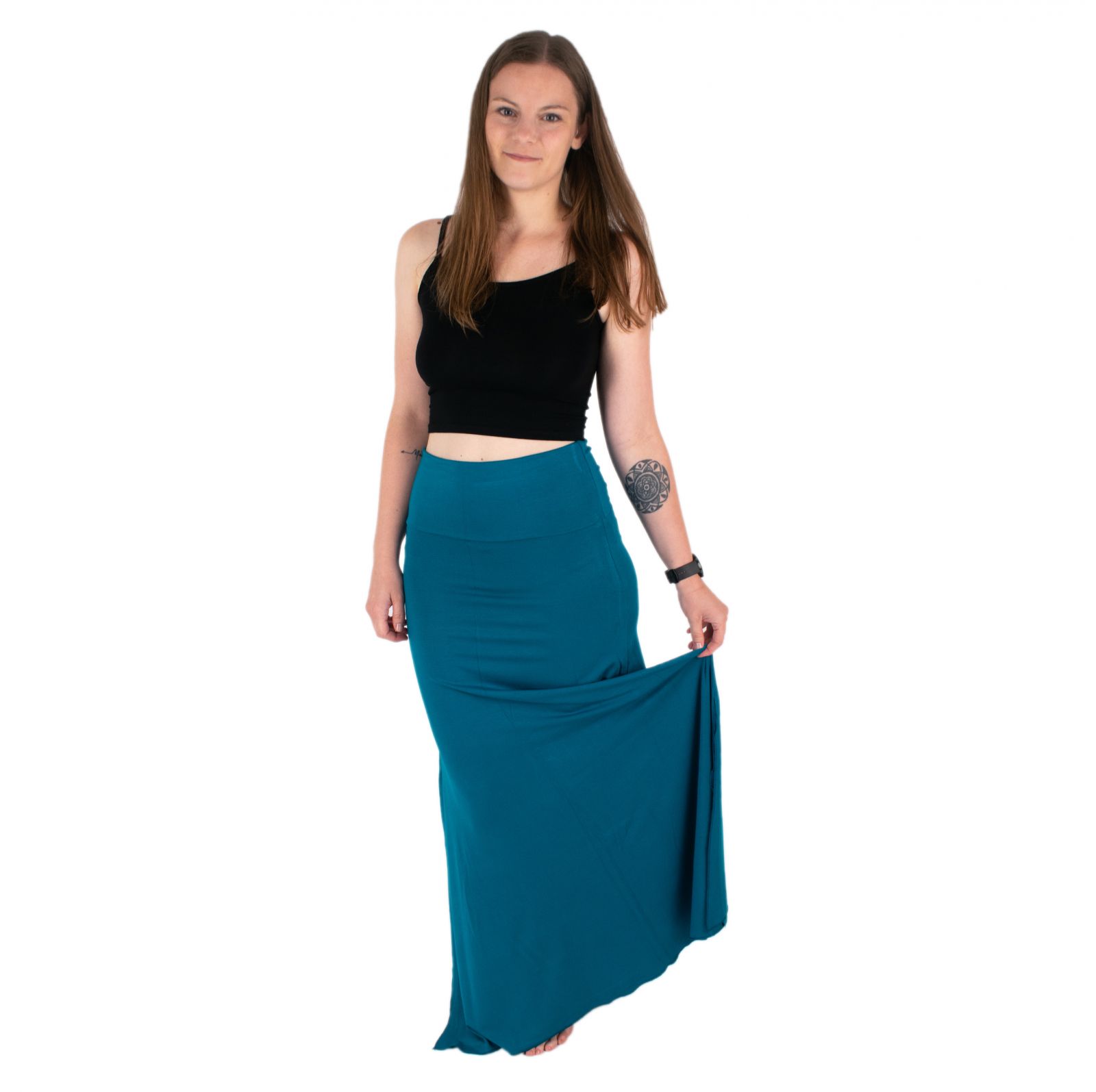 Long single colour skirt Panjang Petrol Blue Thailand