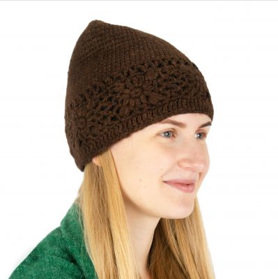 Crocheted woolen hat Buana Coffee Brown